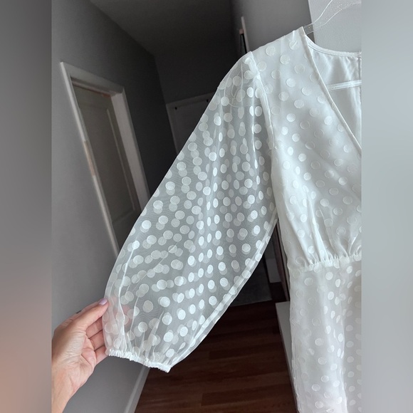 Lush White Polka Dot Mini Dress - Picture 4 of 6